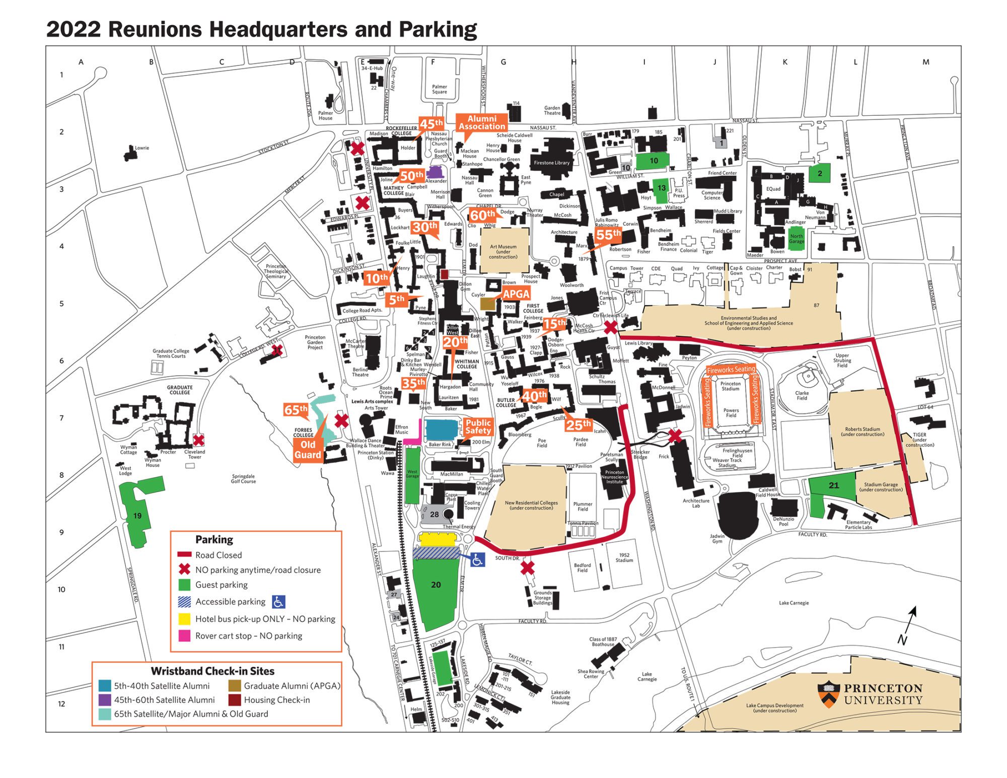 Reunions HQ and Parking-Transportation Map